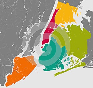 Boroughs of New York City - outline map.