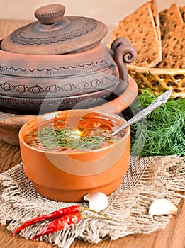 Borsch, soup from a beet and cabbage