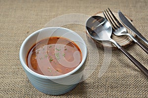 Borsch soup with Cutlery set