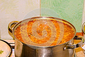 Borsch soup, a dish of Russian cuisine.