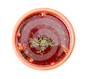 Borsch soup isolated on white.