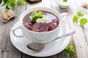 Borsch - traditional russian beetroot soup