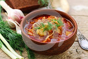 Borsch. Traditional Ukrainian vegetable soup