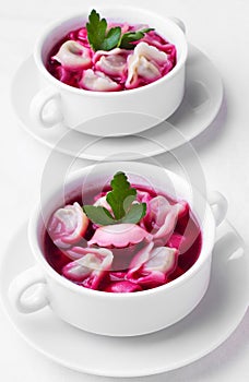 Borscht with dumplings