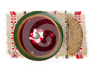 Borshch bowl with bread