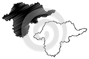 Borsod-Abauj-Zemplen County Hungary, Hungarian counties map vector illustration, scribble sketch Borsod-AbaÃºj-ZemplÃ©n Borsod