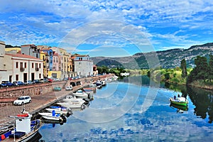 Bosa and river Temo in Sardinia