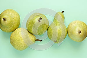 Bosc pears in green