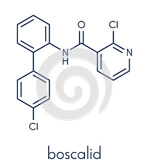 Boscalid fungicide molecule. Skeletal formula. photo