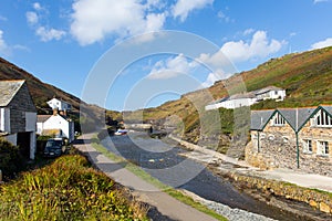 Boscastle Cornwall England UK river flowing towards the harbour beautiful day