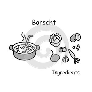 Bosch icon. Meat and vegetables soup or stew simple vector illustration