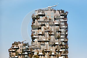 The Bosco Verticale towers in winter photo