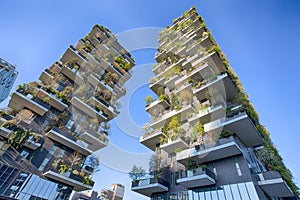 `Bosco Verticale`, vertical forest apartment and buildings in the area `Isola` of the city of Milan, Italy