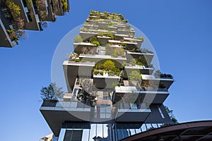 `Bosco Verticale`, vertical forest apartment and buildings in the area `Isola` of the city of Milan, Italy photo