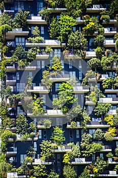 Bosco verticale, Vertical Forest, Milan, Porta Nuova skyscraper residences, Italy.