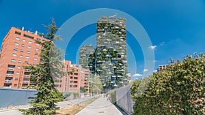 Bosco Verticale or Vertical Forest timelapse hyperlapse. It is a pair of two residential towers in the district of Porta