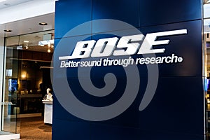 Indianapolis - Circa April 2018: Bose Corporation retail mall location. Bose manufactures high end audio equipment I