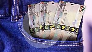 Bosnia 20 Marka Banknotes in Pocket of Jeans