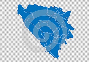 Bosnia Herzegovina Cantons map - High detailed blue map with counties/regions/states of bosnia Herzegovina Cantons. bosnia map