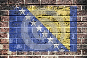 Bosnia Herzegovina flag on brick wall background