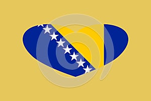 Bosnia and Herzegovina flag in the heart shape. Isolated on background