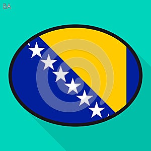 Bosnia, Herzegovina, flag speech bubble, social media communication sign, flat business oval icon.