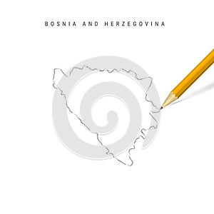 Bosnia and Herzegovina freehand pencil sketch outline vector map isolated on white background