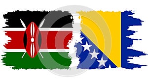 Bosnia and Herzegovina and Kenya grunge flags connection vector