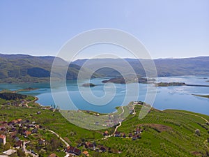 Bosnia and Herzegovina - Konjic - old bridge. aerial view photo