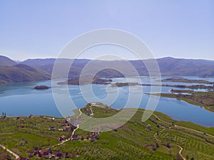 Bosnia and Herzegovina - Konjic - old bridge. aerial view photo