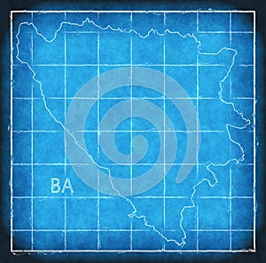 Bosnia Herzegovina map blue print artwork illustration silhouette