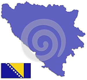 Bosnia and Herzegovina map and flag