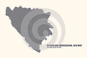 Bosnia and Herzegovina Map Vector Hexagonal Texture Half Tone Pattern