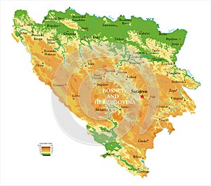 Bosnia and Herzegovina physical map photo