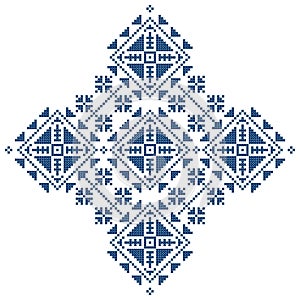 Bosnia and Herzegovina`s folk art pattern - Zmijanje embroidery style vector design, - traditional pattern