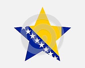 Bosnia and Herzegovina Star Flag. Bosnian and Herzegovinian Star Shape Flag. Country National Banner Icon Symbol Vector