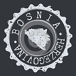Bosnia Map Seal. Silhouette Postal Passport Stamp. Round Vector Icon Postmark.