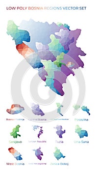 Bosnian, Herzegovinian low poly regions.