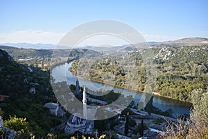 The Bosnian medieval town of PoÄitelj and the Neretva river