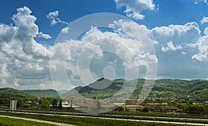 Bosnian Pyramid of the Sun. Landscape with forested ancient pyramid near the Visoko city, BIH, Bosnia and Herzegovina.