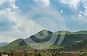Bosnian Pyramid of the Sun. Landscape with forested ancient pyramid near the Visoko city, BIH, Bosnia and Herzegovina. photo