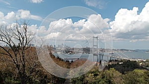 Bosphorus Bridge or 15th july martyrs' bridge view with clouds