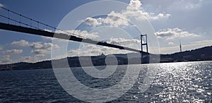 The Bosphorus Bridge on the Bosphorus is magnificent with its magnificent curves.
