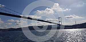 The Bosphorus Bridge on the Bosphorus is magnificent with its magnificent curves.