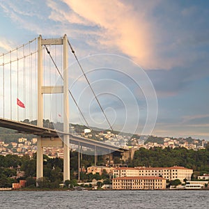 Bosphorus Bridge, and Building of tGeneral Directorate of Coastal Safety, or Kiyi Emniyeti Genel Mudurlugu