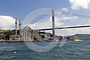 Bosphorus Bridge and Ortakoy Mosque photo