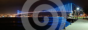 Bosphorus bridge panorama in night scene