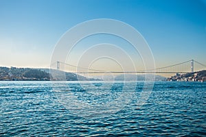 The Bosphorus Bridge is a suspension bridges spanning the Bosphorus strait in Istanbul, Turkey.