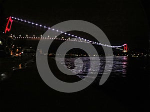 Bosporus bridge in night istanbul
