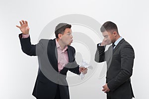 Boss angry with young employee